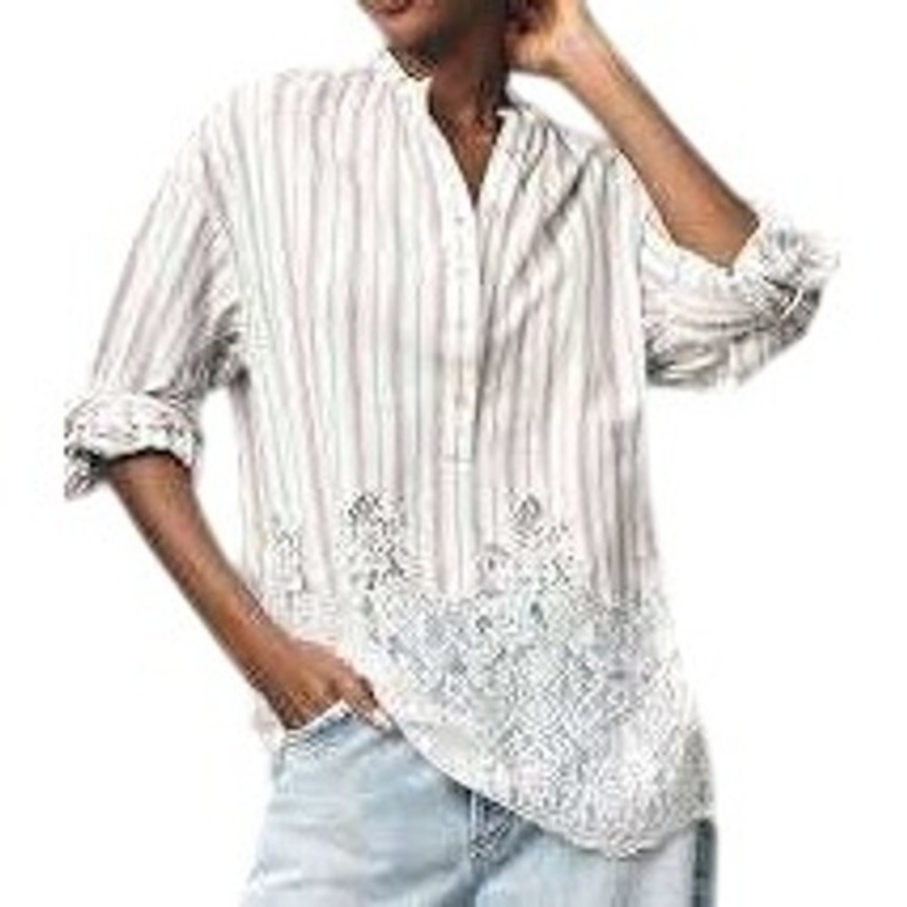 Pilcro‎ Lacey Striped Lace Hem Tunic M